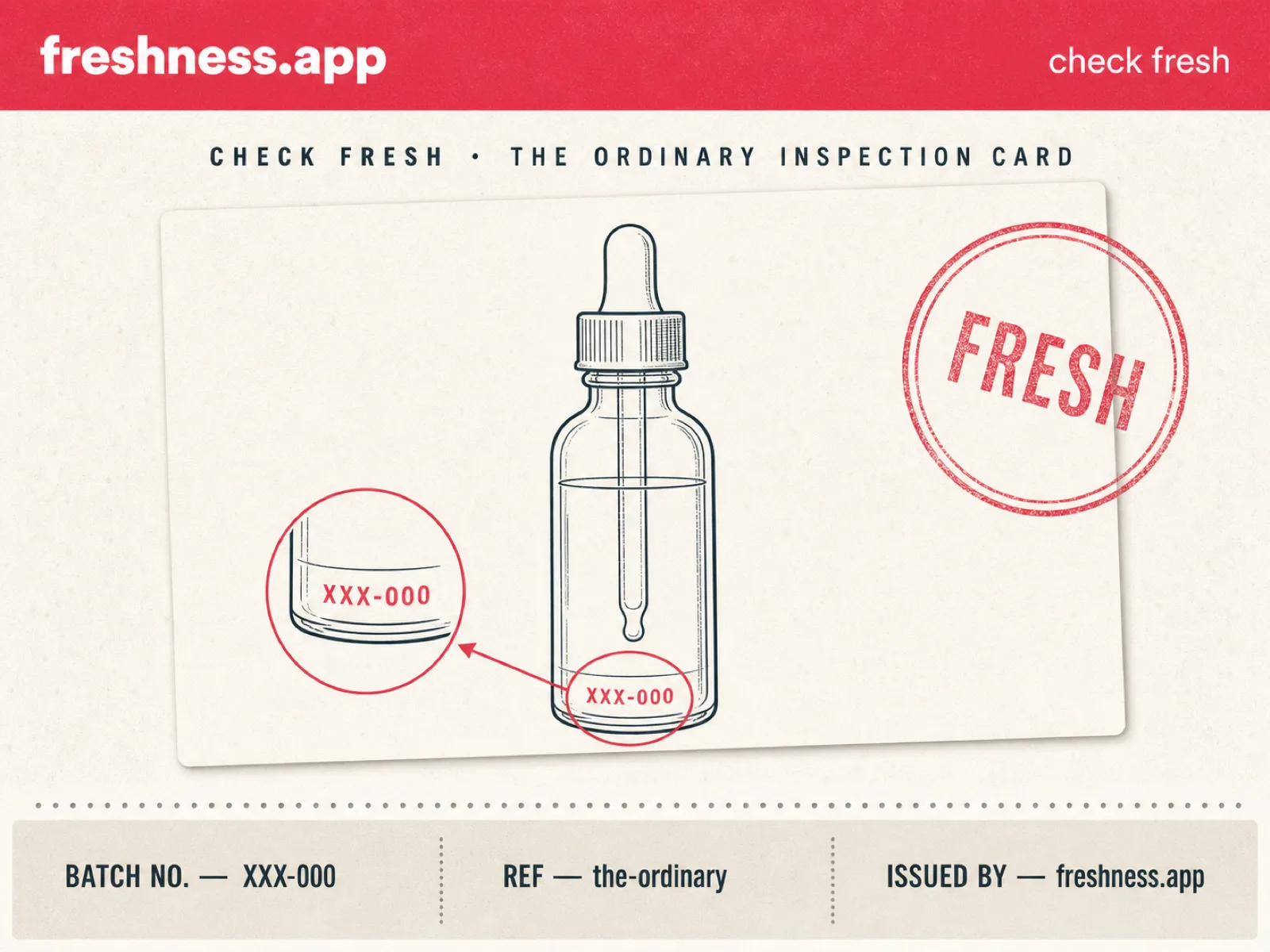 The Ordinary production-date and batch-code guide illustration for skincare packaging